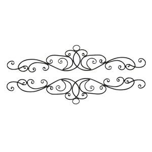 Antique Bronze Metal Elegant Scrolls Wall Pediment Set of 2